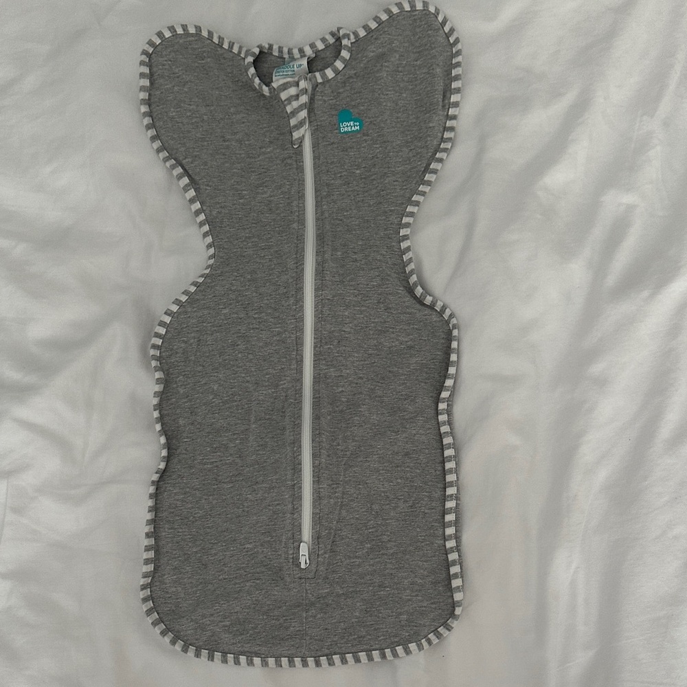 Love to Dream Charcoal Swaddle with Striped Edges